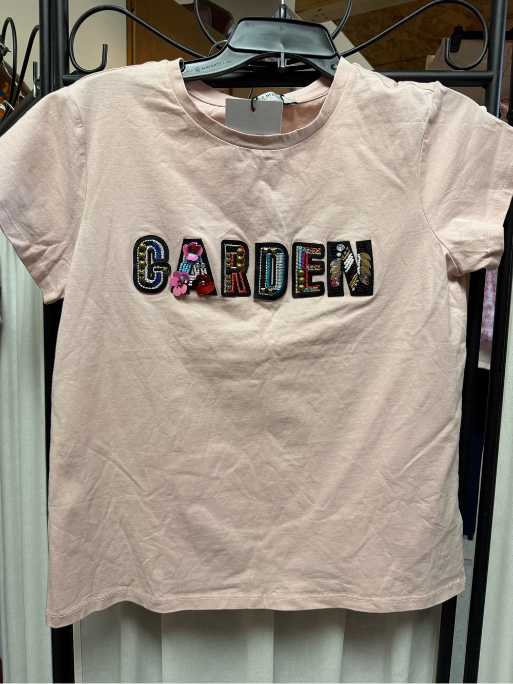 Light Pink 'Garden' Appliqué Short Sleeve Tee